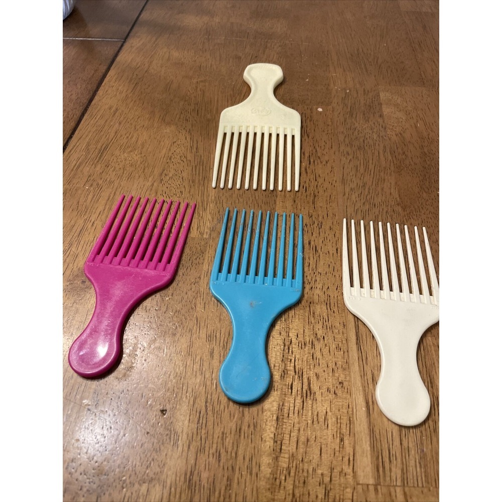 Vintage Goody  Hair Pick Plus 3 Small Picks -Set. Pink ,teal and white- 4 Pieces